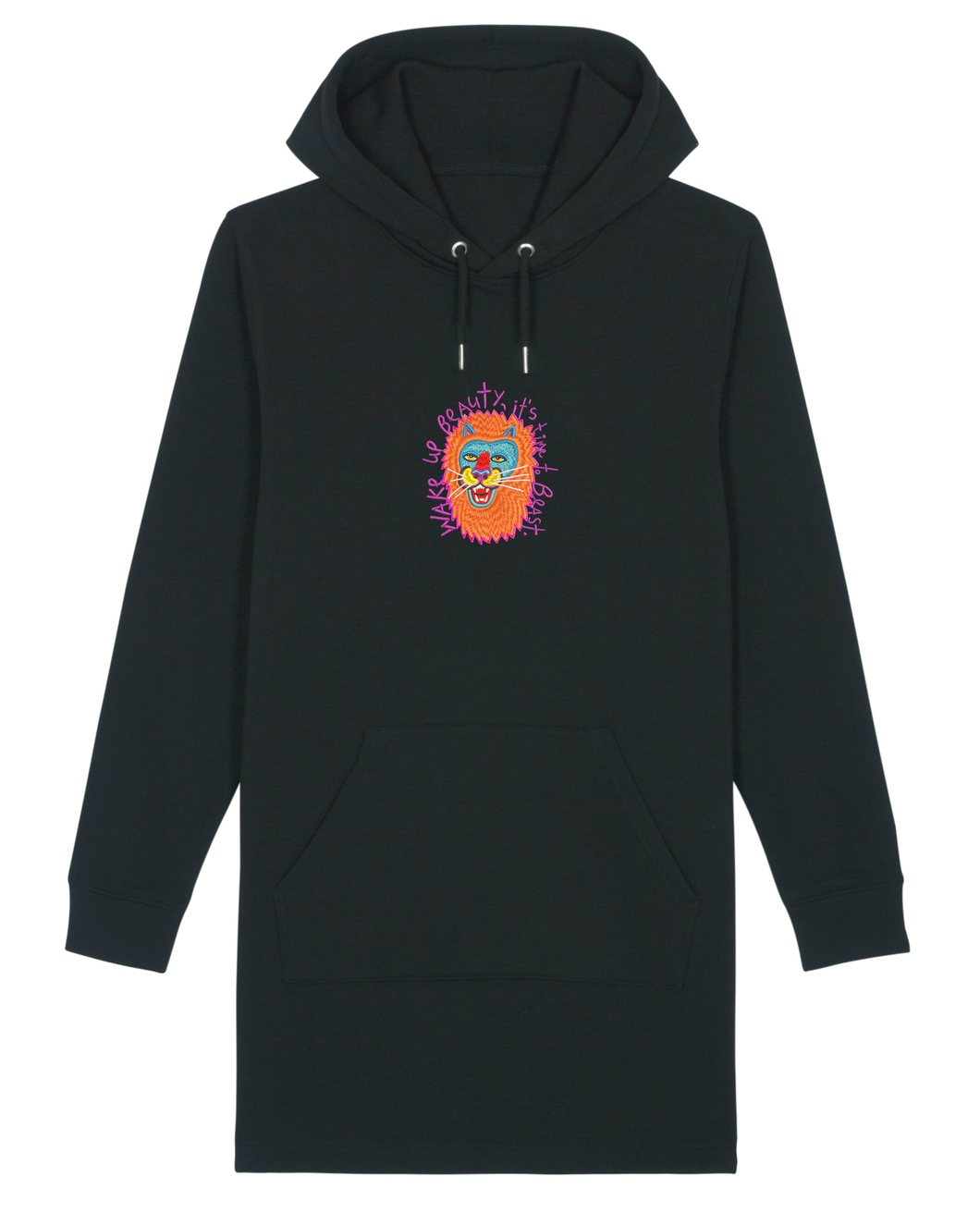 Lion - WAKE UP BEAUTY, IT'S TIME TO BEAST. - Embroidered WOMEN'S HOODIE DRESS