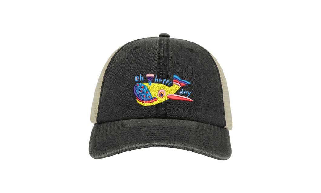 Whale - Embroidered vintage floppy cap