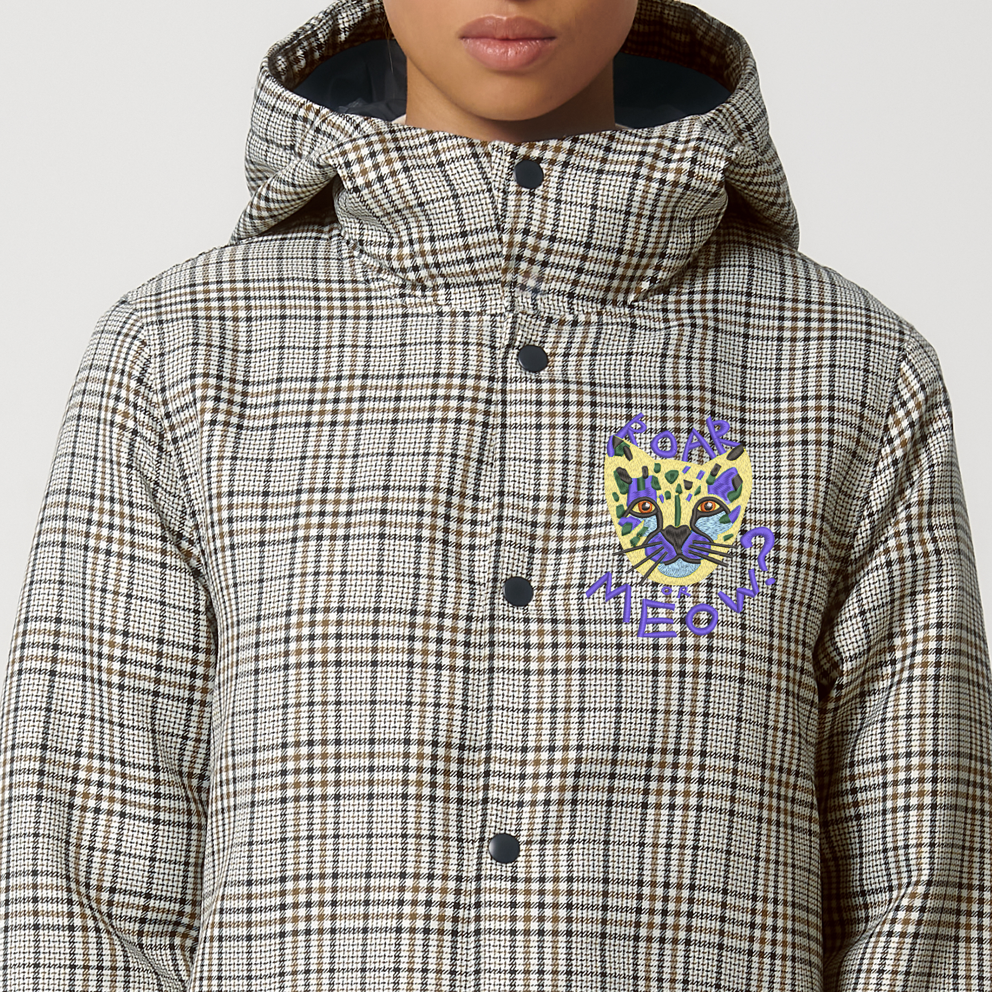 ROAR or MEOW? 🐯 - THE UNISEX TWEED CHECK PADDED PARKER
