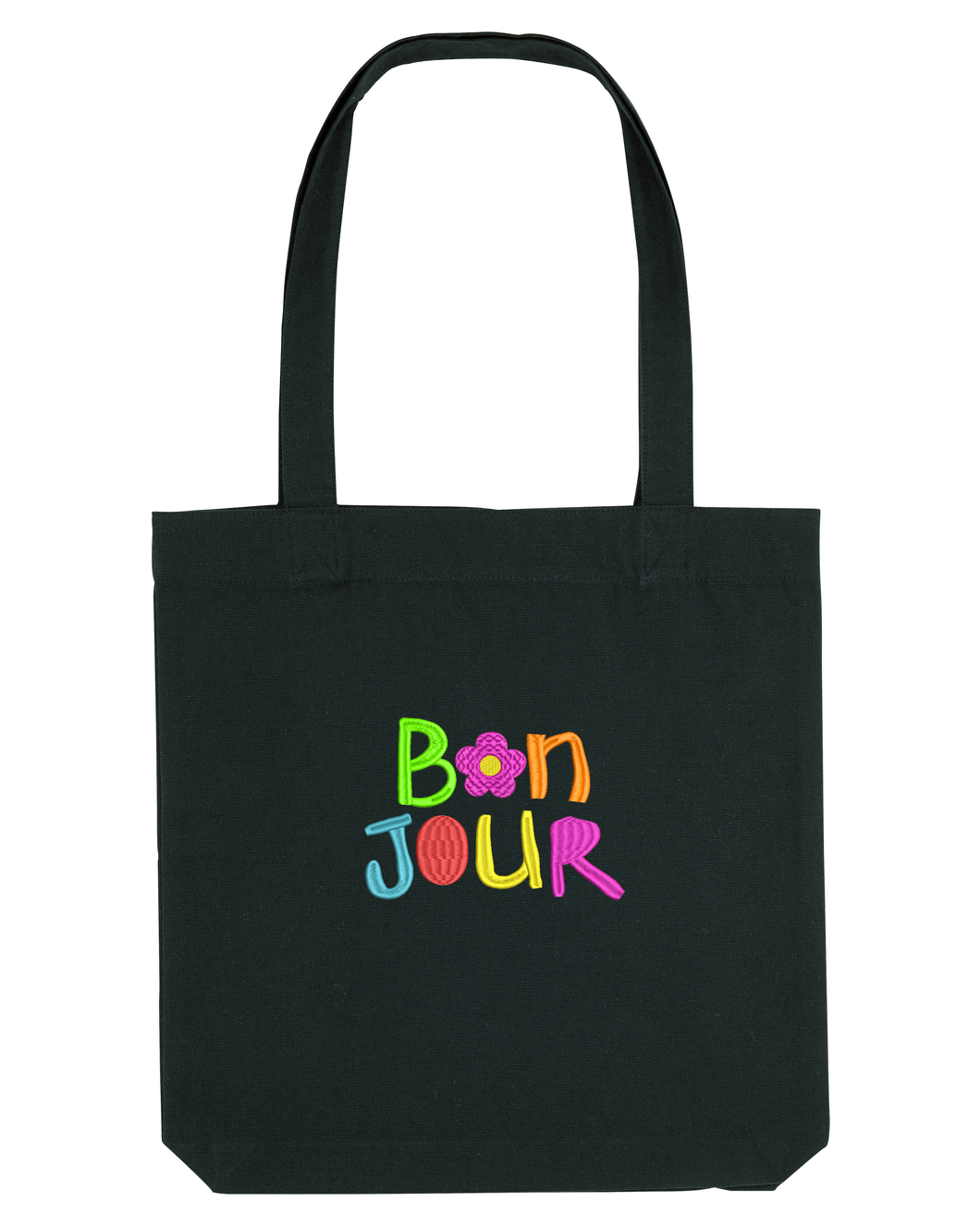 B🌸N JOUR Embroidered woven tote