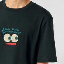 Load image into Gallery viewer, Black t-shirt with a graphic design on a plain background