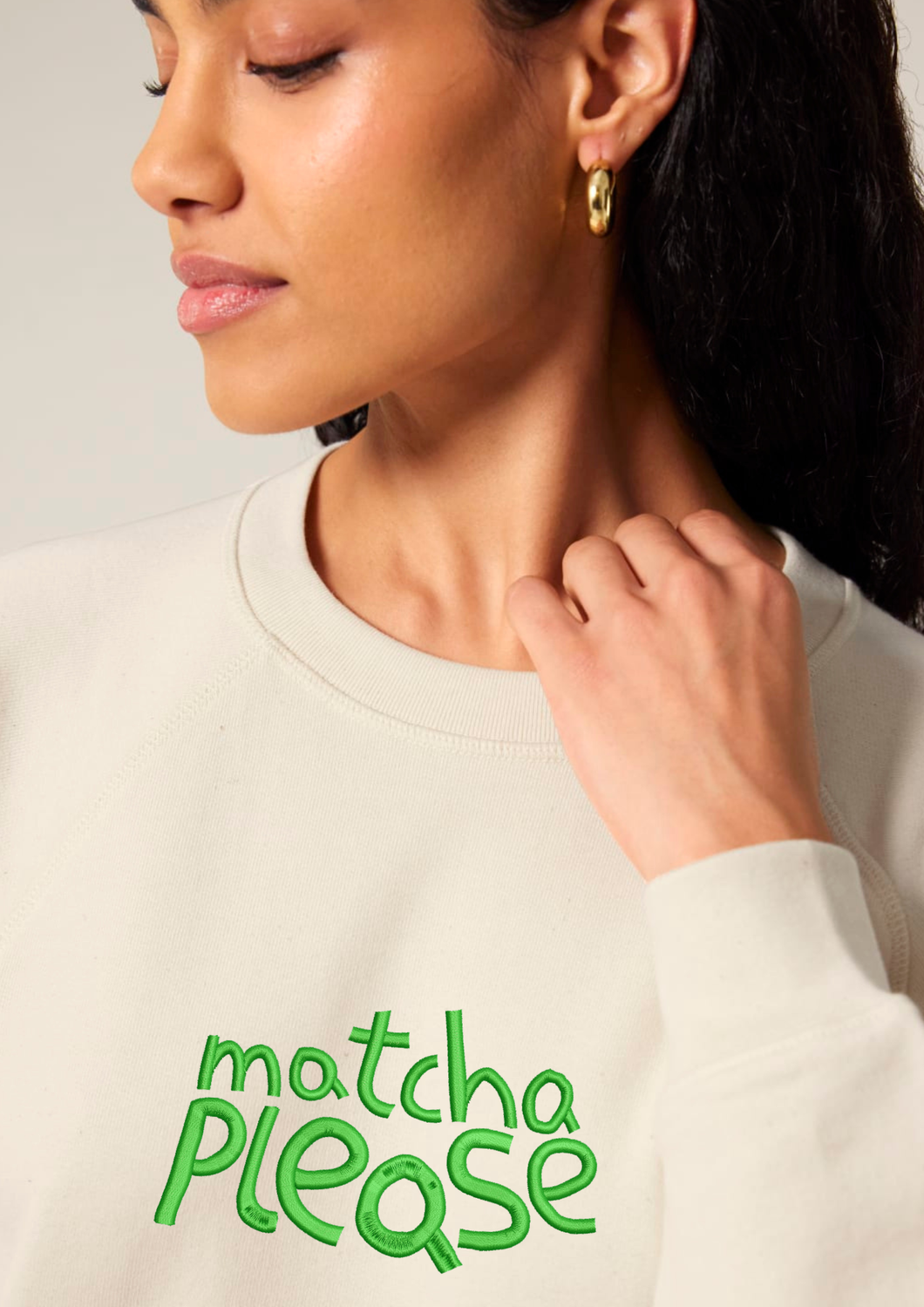 MATCHA PLEASE - Embroidered women's raglan sweatshirt