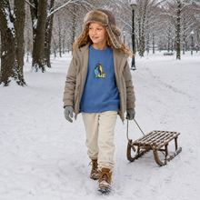 Load image into Gallery viewer, Penguins - Go with the floe! 🐧- Embroidered kids' crew neck sweatshirt
