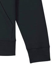 Load image into Gallery viewer, Close-up of a black sweatshirt sleeve on a white background
