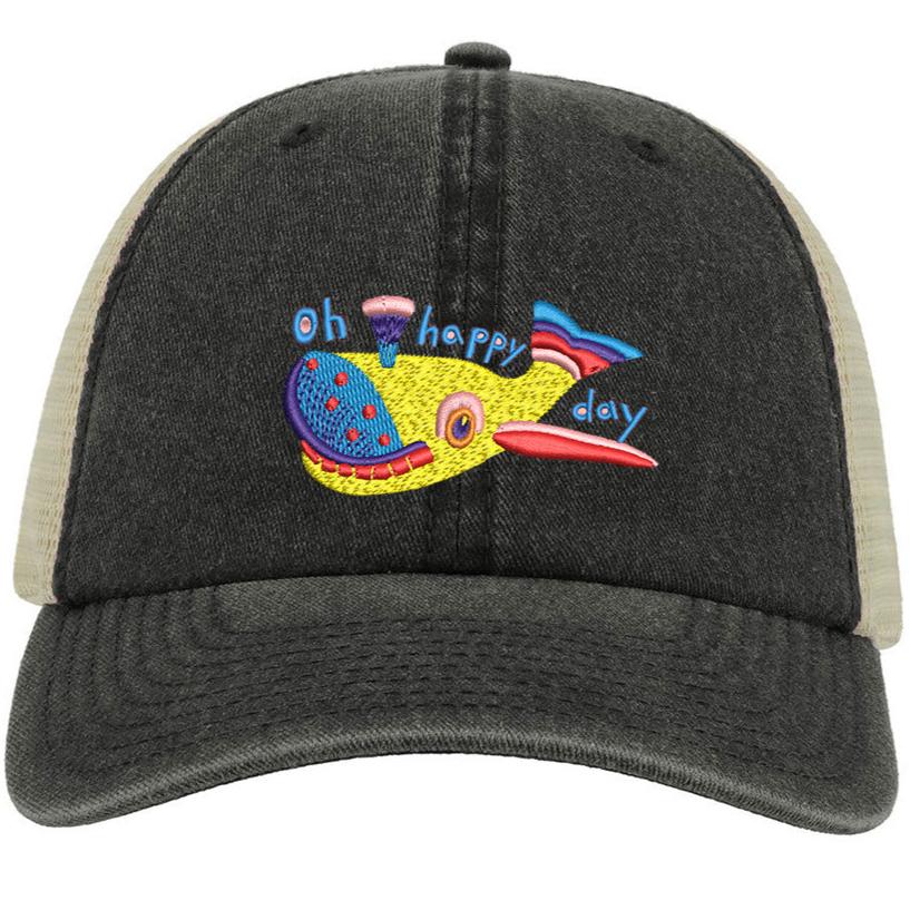 Whale - Embroidered vintage floppy cap