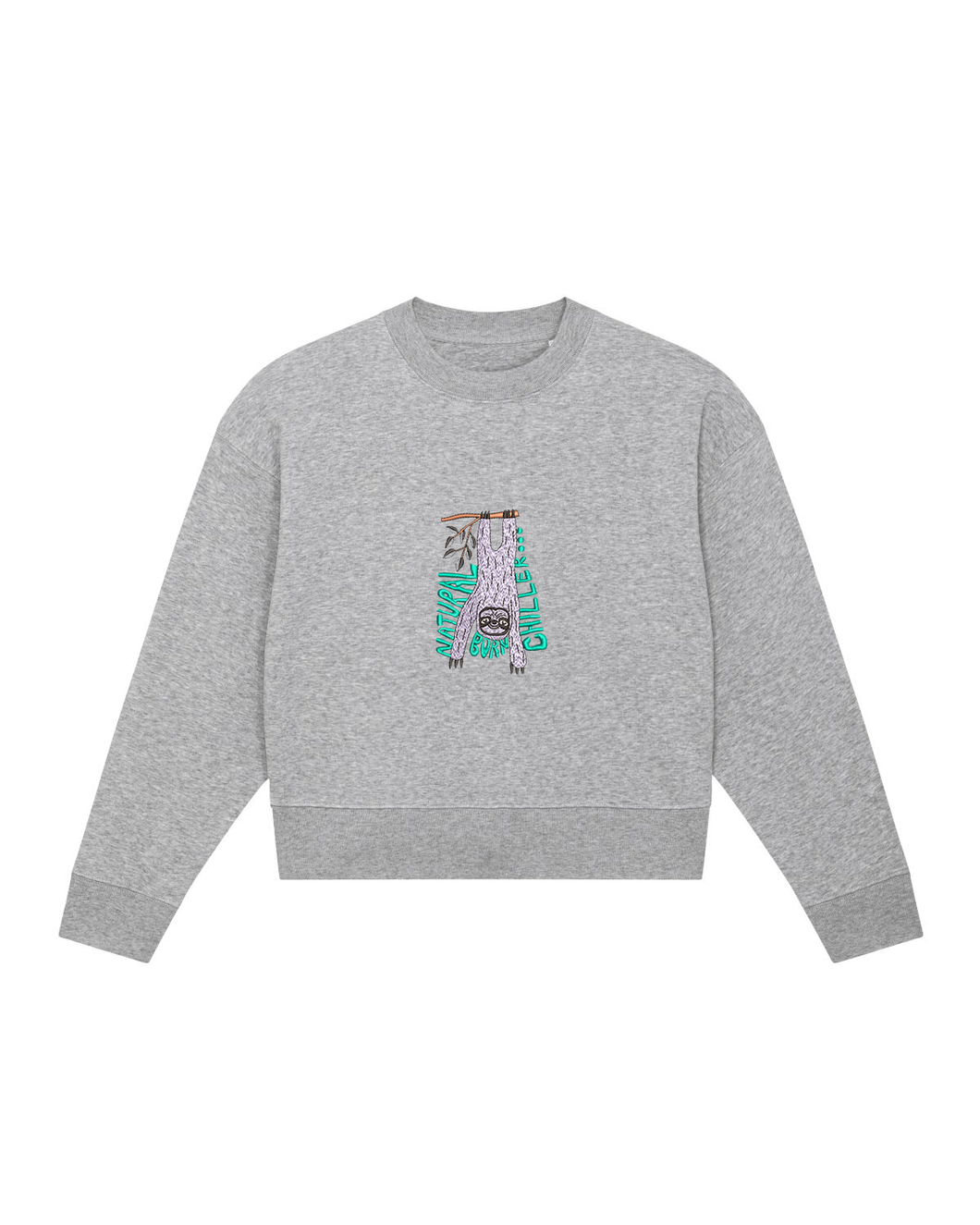 NATURAL BORN CHILLER... Embroidered WOMEN'S CROPPED CREW NECK SWEATSHIRT