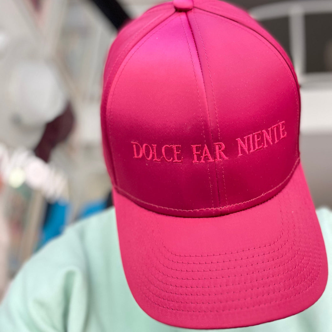 DOLCE FAR NIENTE - stylish satin cap /embroidered/