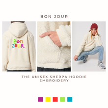 Load image into Gallery viewer, B🌸N JOUR - THE UNISEX SHERPA HOODIE - embroidery
