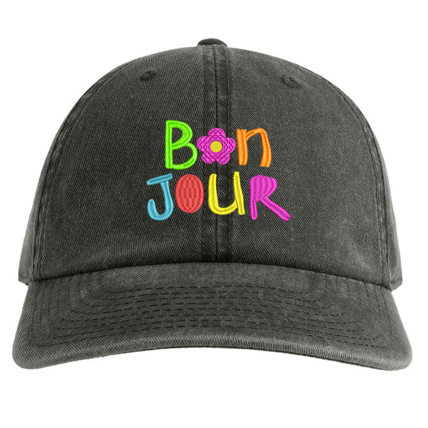 Bonjour - Embroidered vintage floppy cap