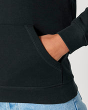 Load image into Gallery viewer, Person wearing a black hoodie with a neutral background
