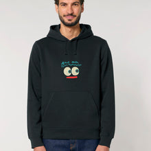 Load image into Gallery viewer, Man wearing a black hoodie with a embroidery design
