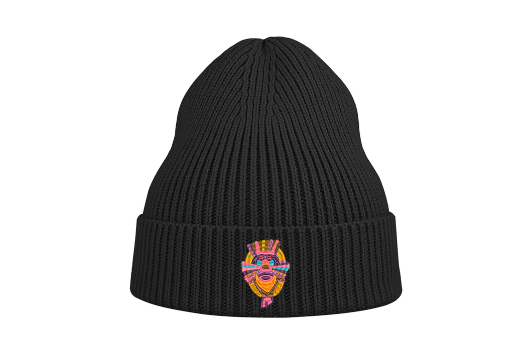 Monkey business 🐵 - Embroidered Fine rib-knitted beanie