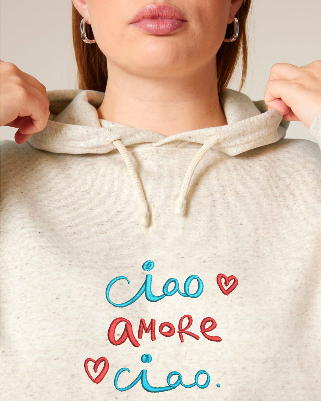 Ciao AMORE Ciao ❤️ - Embroidered women's hoodie sweatshirt