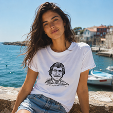 Load image into Gallery viewer, Георги Парцалев — „Няма да е делфин това. Любов ще е.“ | ARTRIOTI Organic T-Shirt
