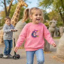 Load image into Gallery viewer, Unicorn 🦄 – Embroidered Kids' Crew Neck Sweatshirt
