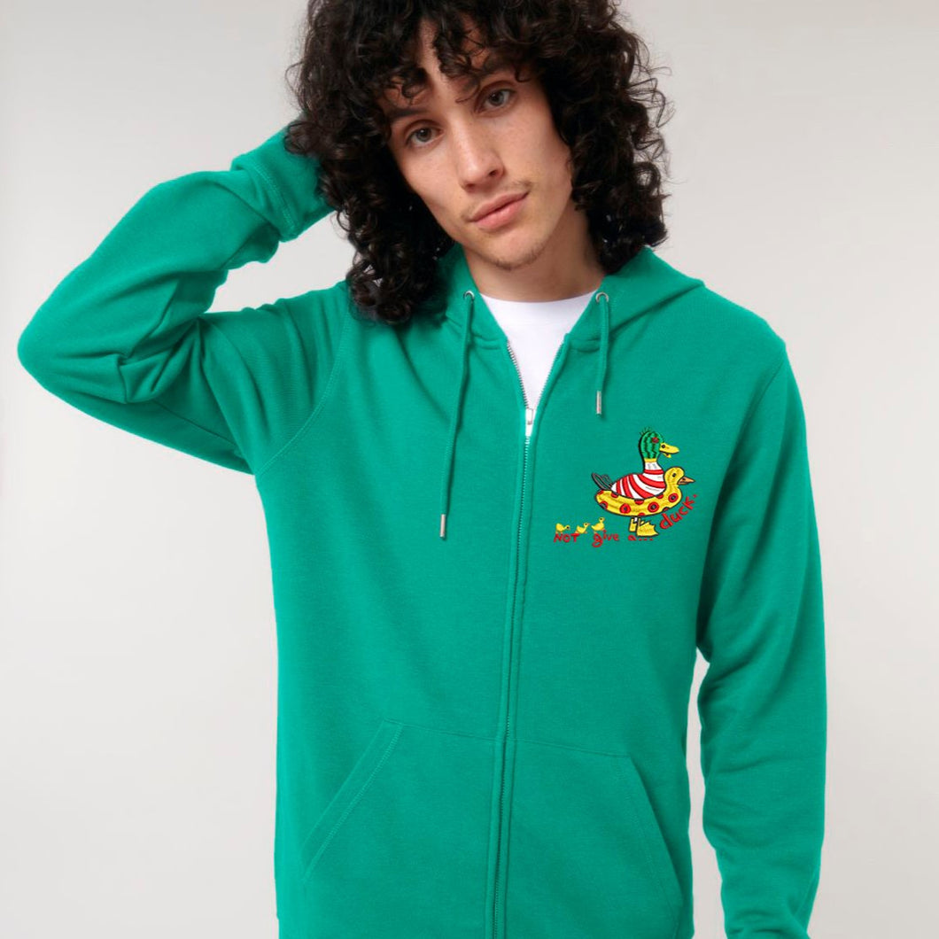Not give a...duck. 🦆- UNISEX ZIP-THRU HOODIE SWEATSHIRT