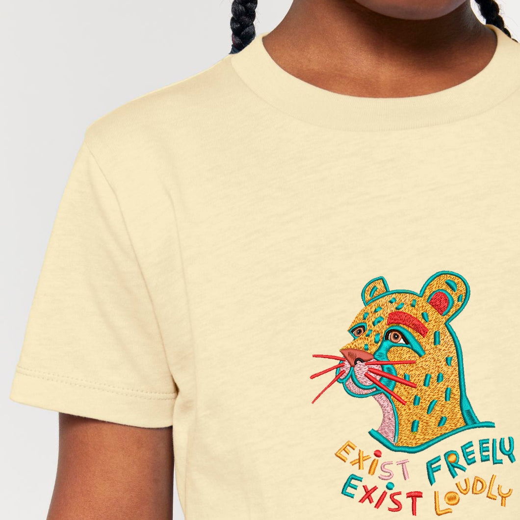 Cheetah - EXIST FREELY, EXIST LOUDLY- Embroidered kids tshirt