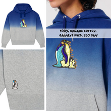 Load image into Gallery viewer, Go with the floe 🐧 - Embroidered UNISEX DIP DYED RELAXED HOODIE SWEATSHIRT
