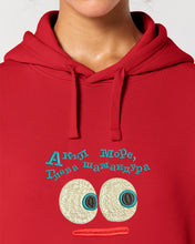 Load image into Gallery viewer, Red hoodie with embroidery design
