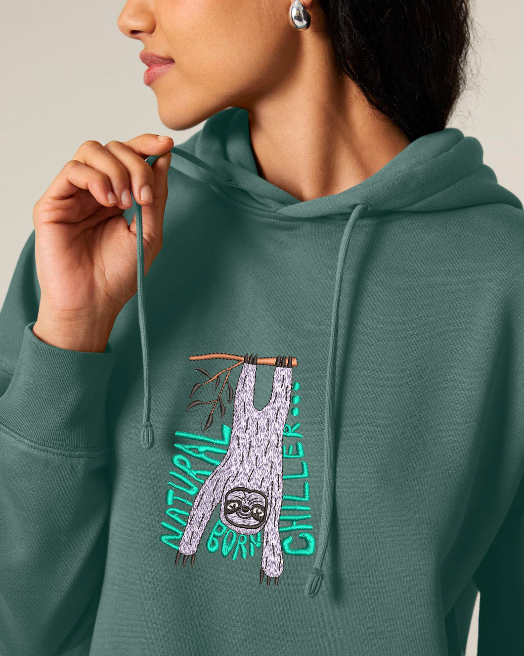 NATURAL BORN CHILLER...- Embroidered women's hoodie sweatshirt