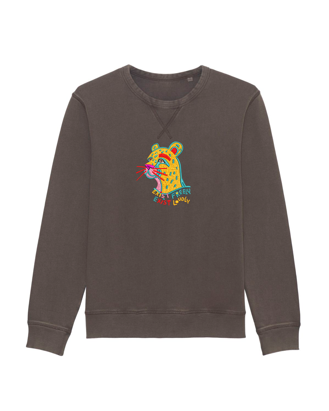 Cheetah 🐆- Embroidered UNISEX CREW NECK garment dyed sweatshirt