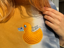 Load image into Gallery viewer, Quack, Quack 🦆 -  Embroidered UNISEX TIE AND DYE CREW NECK SWEATSHIRT
