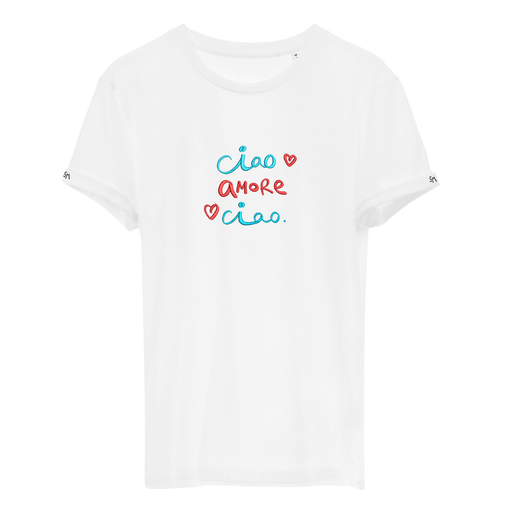 Ciao AMORE Ciao ❤️ - organic cotton embroidered unisex T-shirt